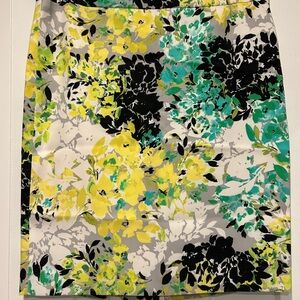 Nine West Floral Pencil Skirt in Yellow, Green, and Black